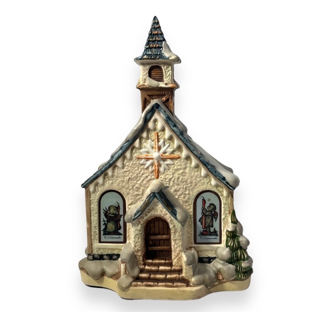 MJ Hummel Angels Duet Goebel Church Illuminated Light Up Christmas Village Decor
